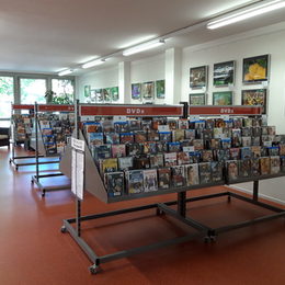 Film-Regal der Stadtbibliothek in Bad