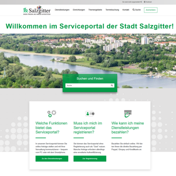 Screenshot der Benutzeroberfläche des Serviceportals der Stadt Salzgitter