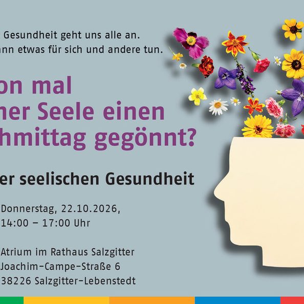 Der Sozialpsychiatrische Verbund der Stadt Salzgitter beteiligt sich in diesem Jahr an der bundesweiten Woche der seelischen Gesundheit mit einer Veranstaltung am Donnerstag, 22. Oktober. Informationen, Vorträge und Gesprächsrunden stehen unter anderem auf dem Programm.
