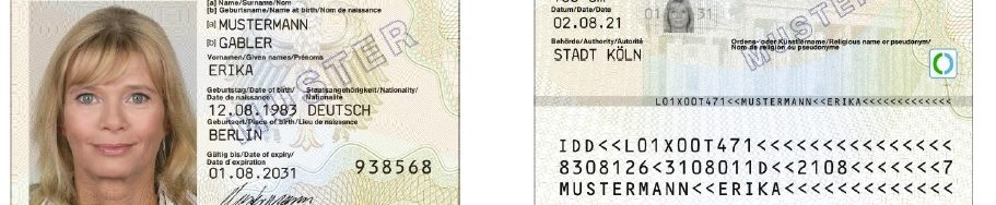 Abb. 1: Personalausweis 2021, Vorder- und Rückseite
