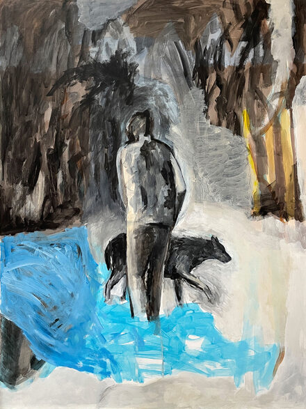 Susanne Hesch "Kreuzung", 2025, Acryl auf Holz.