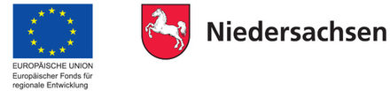 Logos Europäische Union (Europäischer Fonds für regionale Entwicklung) und Logo des Landes Niedersachsen